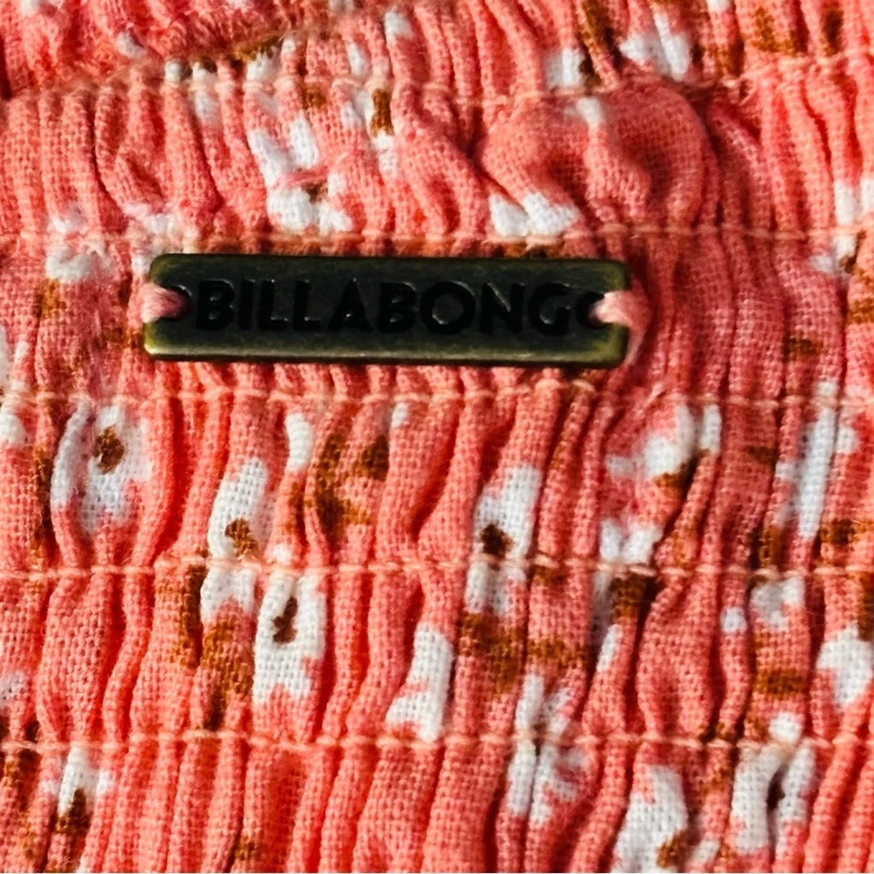 Billabong Top Large Crop Salty Blonde Shine On Smocked One Shoulder Summer - Image 4 of 4