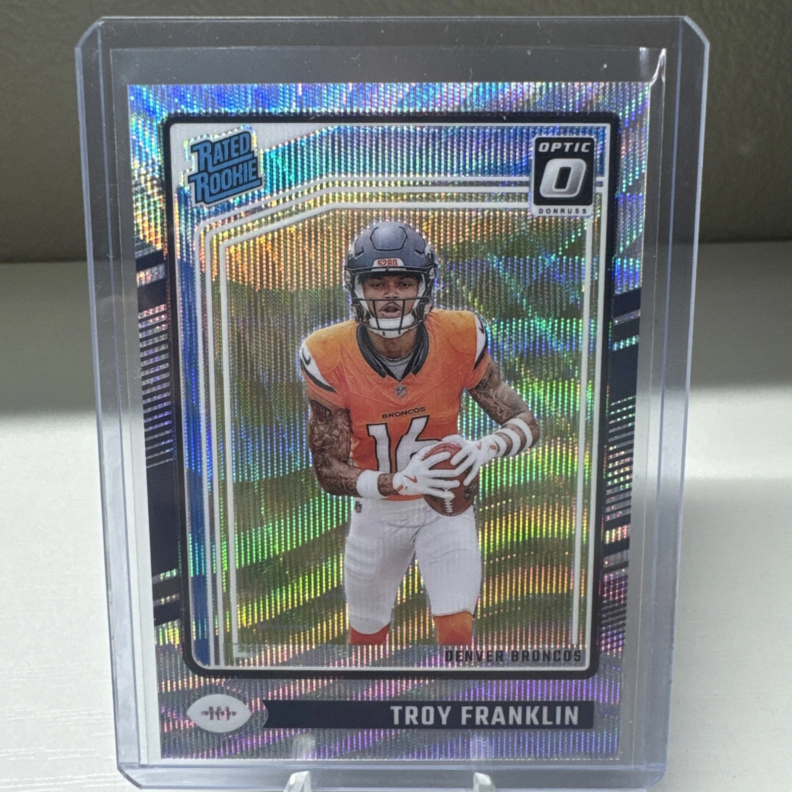 Troy Franklin #294 Broncos 2024 Donruss Optic Rated Rookie Premium Wave /300