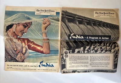 2 Vintage New York Times INDIA Special Sections 1959 & 1961 - Promotional Travel