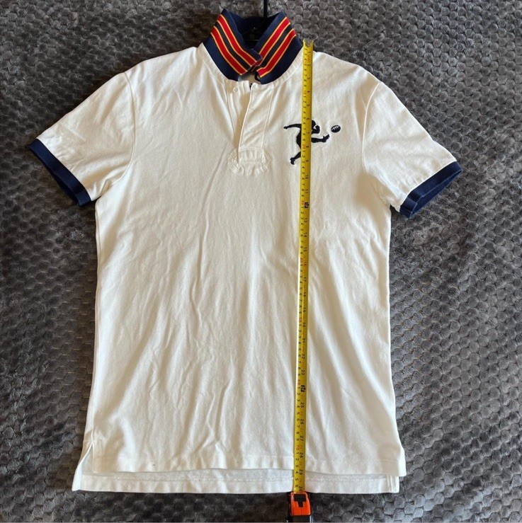 RARE! Snow White And Navy Blue Rugby Big Kicker By Polo Ralph Lauren Size S image 4
