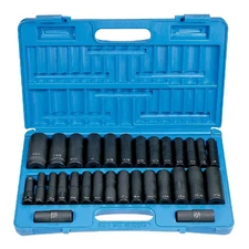 Grey Pneumatic 1/2 In. Drive 30 Pc. Deep Length Fractional & Metric Socket Set