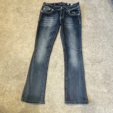 Miss Me Bootcut Jeans Blue Embroidered Medium Wash 5-Pocket Women's Denim