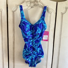 NWT Vintage Y2K Rose Marie Reid One Piece Ruched Slimming Swim Suit sz 12