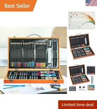 80+Piece Deluxe Artist Studio Creativity Set Wood Box Case - Art Painting