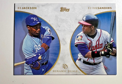 2022 Topps On Demand Dynamic Duals Blue #d/25 Bo Jackson Deion Sanders #20