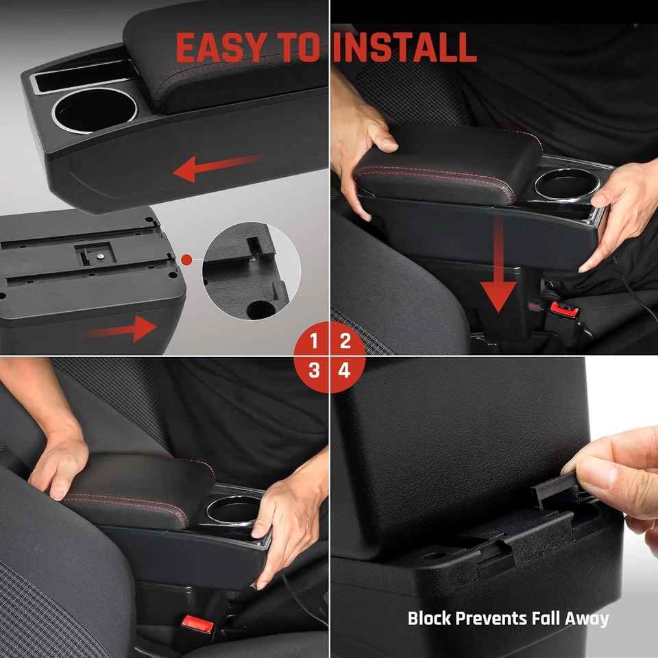 For Mitsubishi Mirage 2014-2024 Car Armrest Box Center Console Red Thread Foto 4 de 4