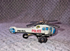 Vintage Tin Friction Helicopter Police Patrol Chopper Made In Japan 1960s