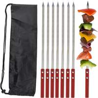 Edelstahl GrillspießE 8 StüCk Flach Kebab SpießE Mit Holzgriff, HitzebestäNdig