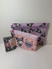 Sanrio Character Kuromi Flat Multi-purpose Pouch 3-Piece Set
