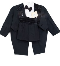 Boys Size XL Classic Black Tuxedo With Satin Bow Tie  Cummerbund Made In USA