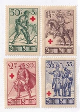 MATT'S STAMPS FINLAND SCOTT #B39-B42 SEMI-POSTAL ISSUES OF 1940, MH CV$14