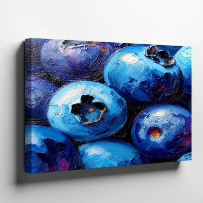Abstract Blueberry Canvas Wall Art Close-Up Texture Modern Kitchen Fruit Decor