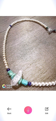 Ocean pearl chocker with turquoise, cobalt blue beads & protection crystal!