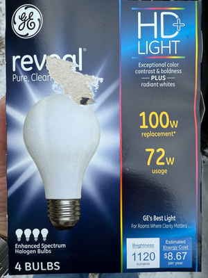 #ad #ad GE Reveal 100W Light Bulbs HD4 Bulb Pack New Tested $32.00