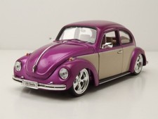 VW Maggiolino Tuning 1969 Viola Metallic Crema Modellino 1:24 Welly