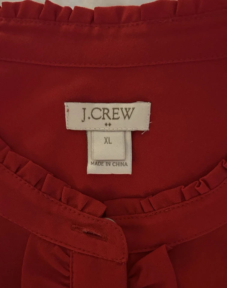 Camisa de vestir Jcrew roja con volantes para mujer XL Navidad San Valentín”  Foto 3 de 4