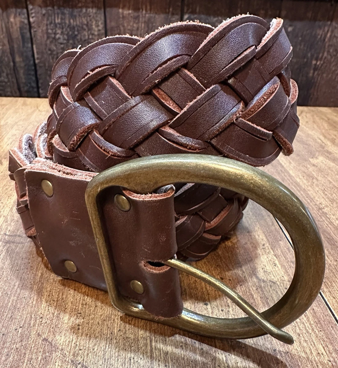 Abercrombie & Fitch Genuine Leather Braided Belt Brown Women\'s‎ Large Boho Y2K Abercrombie & Fitch Women main image 3