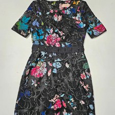 Darcy Dublin dress  XS UK 8 formal occasion black lace pink purple midi pencil