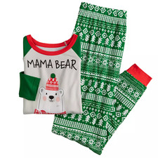 Jammies For Your Families Women's Bear Pajama Top Jogger Pajama Bottoms SMALL