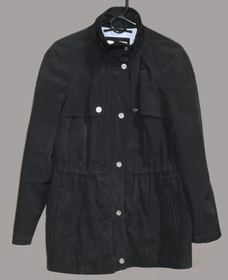 London Fog Women's XL Black Jacket Rain Coat  Interior Cinch Waist Pockets NICE!