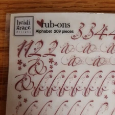 Heidi Grace Rub-Ons Alphabet 209 Pieces 2007 Fiskars USA letter transfers