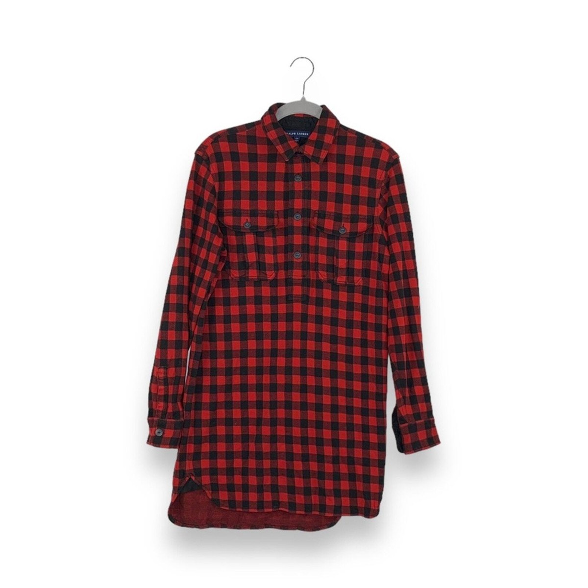 Ralph Lauren Blue Label Red Black Buffalo Check Plaid Pop Over