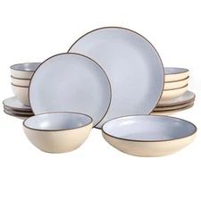 Gibson Elite Contempo Classic Double Bowl Dinnerware Set Service for 4 16pcs