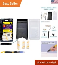 4-Inch Paint Roller Set with Trim Brush and Trays - Ideal for DIY Projects