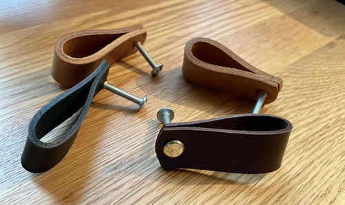 MINI Thick Leather drawer handles leather cabinet pulls Leather genuine x20 - Picture 6 of 6