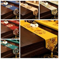 Chinesisch Tischläufer Jacquard Drachen Muster Tischdecke Quaste Heim Küche