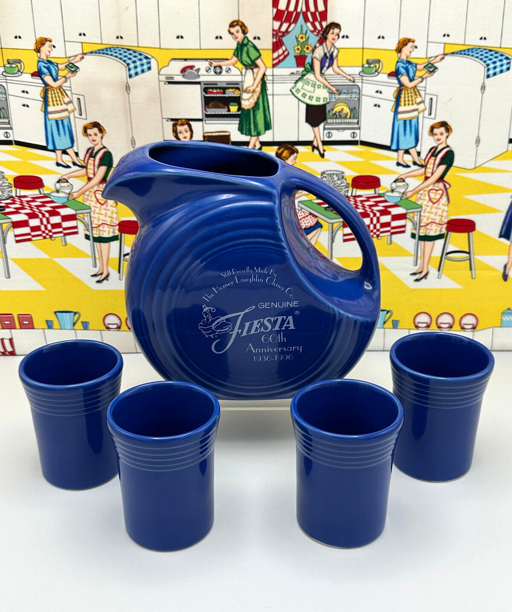 Fiestaware 60th Anniversary Fiesta Sapphire Blue Pitcher Set 1936-1996