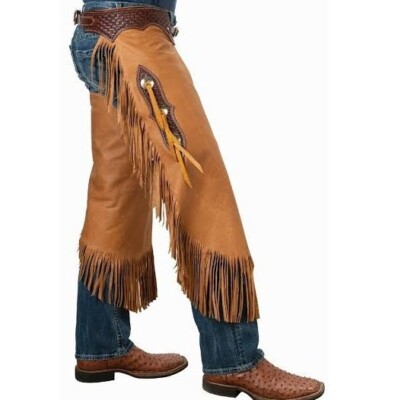 Herren Western Leder Chinks Chap Rodeo Reithose Cowboy Fransen Chaps