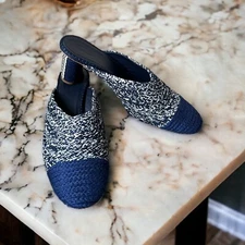 Antolina Paris Women's Black Dorina Block Heel Mules - Navy Sz 38