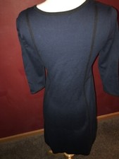 Lands' End Navy and Black Trim V Neck Sweater Dress Sz XSP