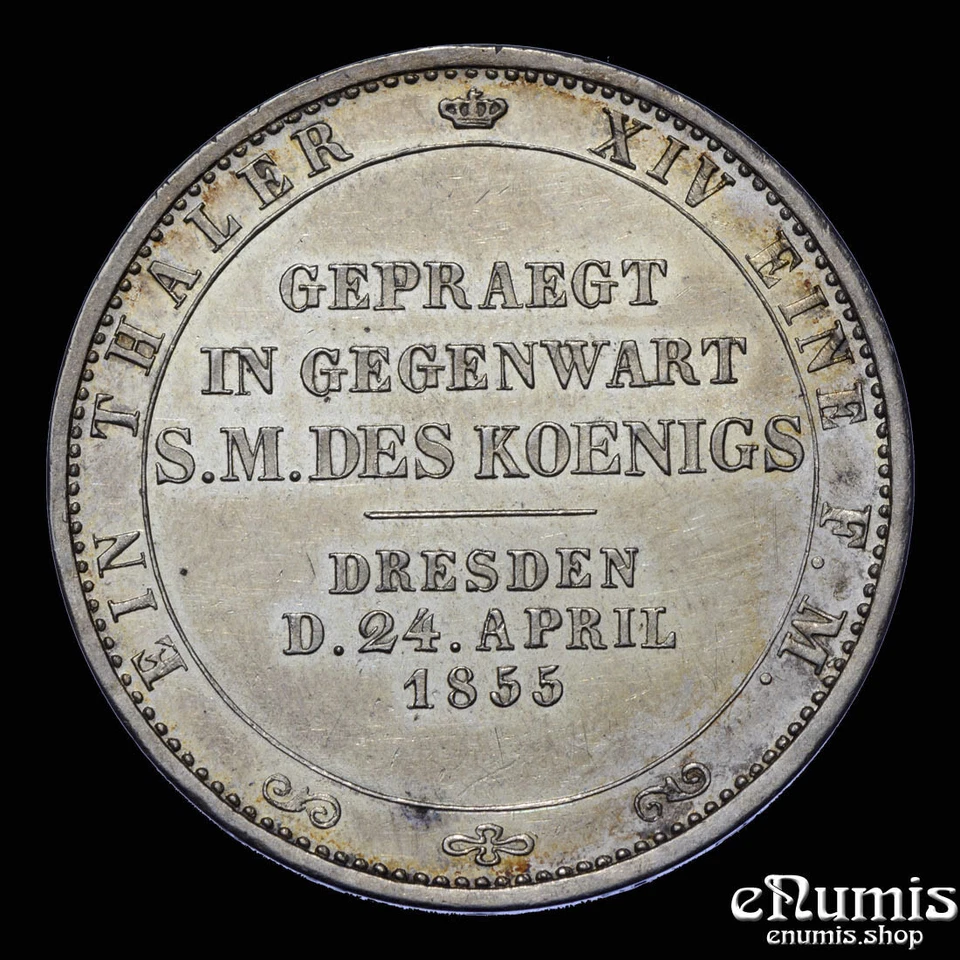 Germany, Saxony, Johann, Taler 1855, Mint visit, proof-like, aUNC - Image 3 of 4