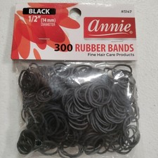 ANNIE 300 RUBBER BANDS BLACK SMALL ONE SIZE 1/2" 3147 ELASTIC HAIR TIE