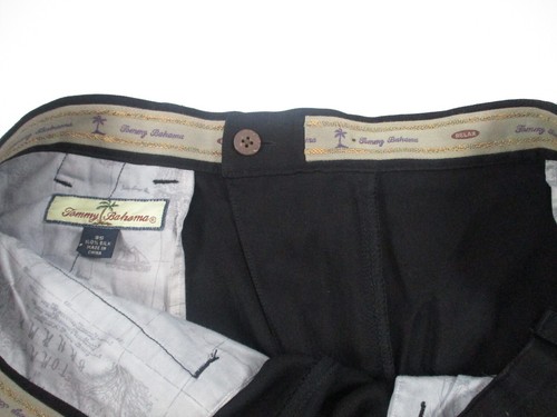 Pantalones Cortos Tommy Bahama 100% Seda Para Hombre Talla 35 Negro Plisado 8" Entrepierna - Imagen 7 de 10