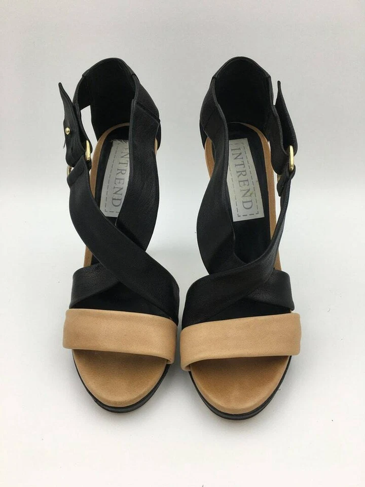 Sandales à plateforme pour femmes | talons hauts beige et noir | chaussures M... - Photo 1/4