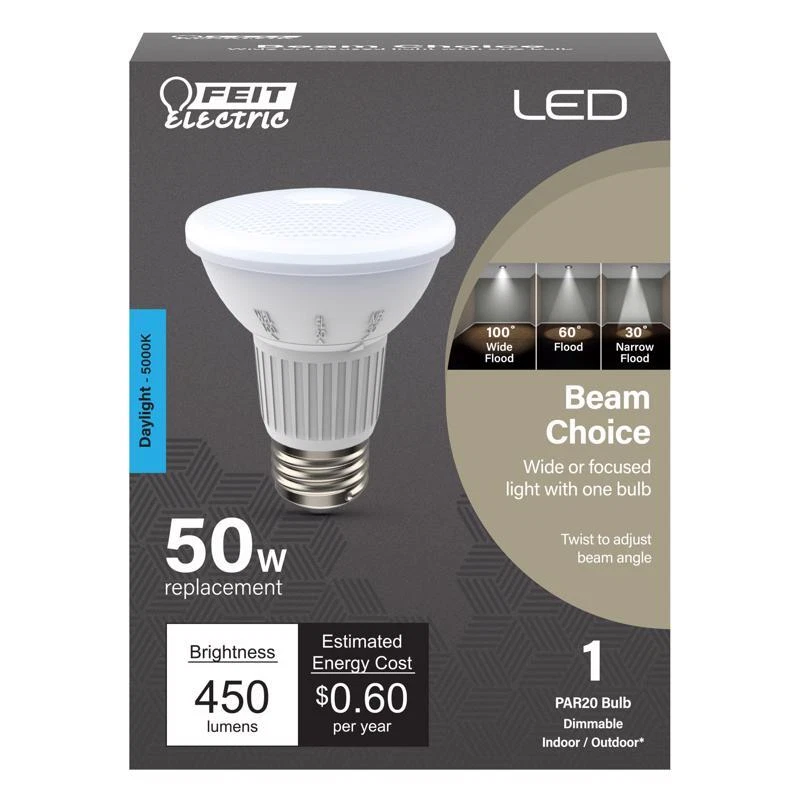 Feit Electric Bulb LED Par20 Adj Beam 5k Par20/adj/950ca