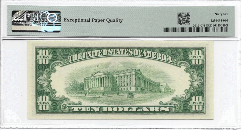 1950B $10 PHILADELPHIA *STAR* ⭐️ FRN PMG GEM Uncirculated 66 EPQ Banknote 2 of 2 - Image 3 of 3