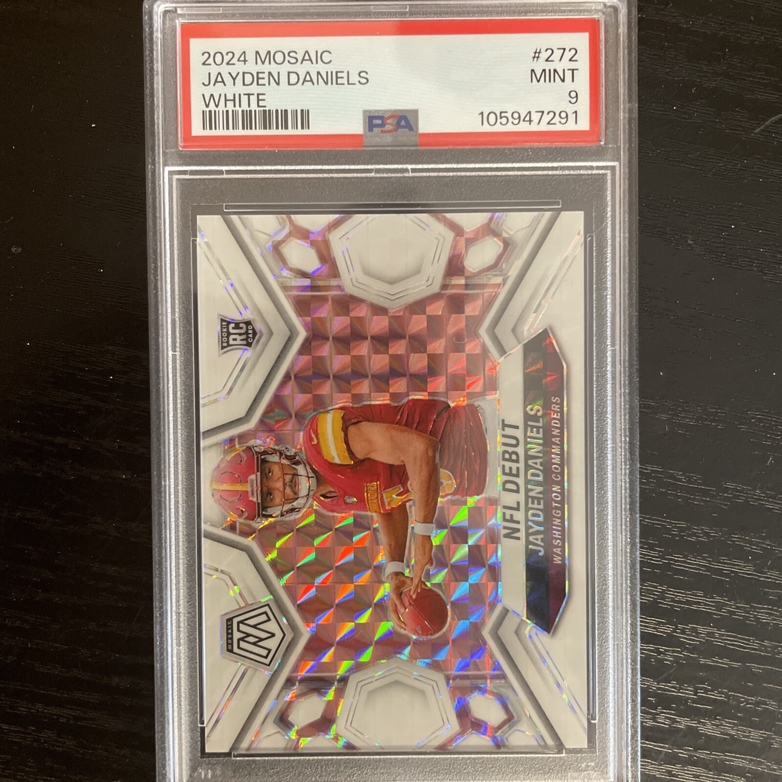 2024 Panini Mosaic - NFL Debut White Mosiac Prizm, Jayden Daniels 9/25 Graded