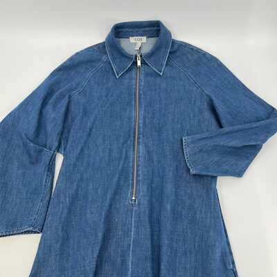 cos zip up denim dress COS Half-Zip Denim Midi Dress