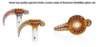 14mm Glass Bowl Handle Twisted Cane 4 Hole Screen thick NorthStar glass 🔥🎆💨💥