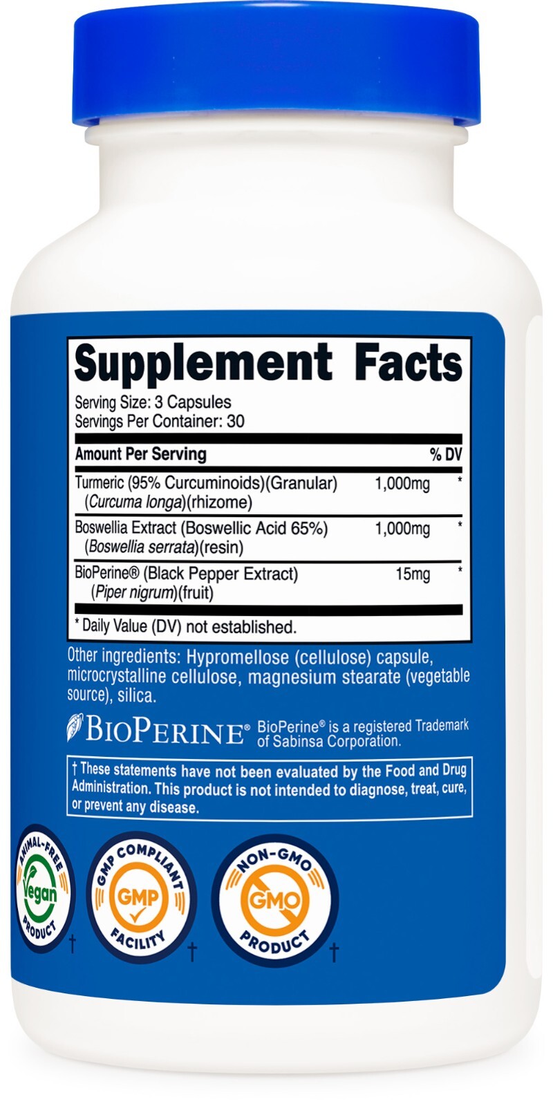 Nutricost Turmeric + Boswellia Supplement (2000mg) 90 Capsules - with BioPerine®