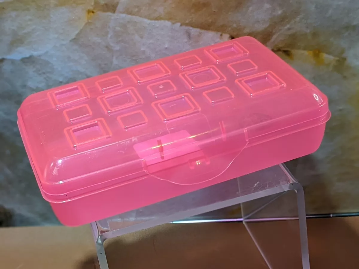 Sterilite Small Pencil Box Plastic, Neon Pink