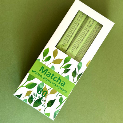 Harmony Matcha Organic Tea Powder Green Tea - 80 Tea Tubes, Healthy Tea To Go