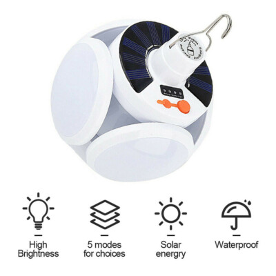 Camping Lampe LED Solar Power Licht Portable Outdoor Garten Wiederaufladbar USB