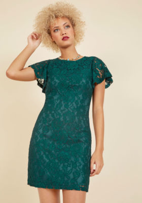 NOWT Mystic Modcloth Dress Front Row Mentor Lace in Juniper M Floral Teal  Sheath | eBay