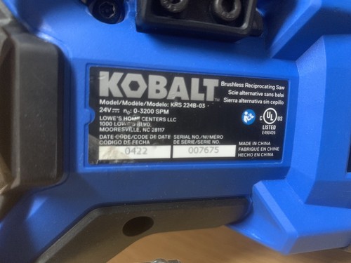 Kobalt 24-volt Variable Brushless Cordless Reciprocating Saw TOOL ONLY - Picture 5 of 5