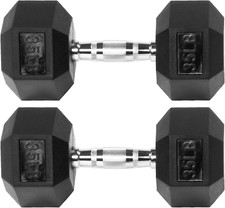 Signature Fitness Rubber Encased Hex Dumbbell